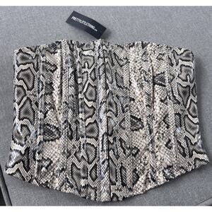 NWT Pretty Little Thing Snake Skin Corset Bustier Crop Top Y2K Sz 2